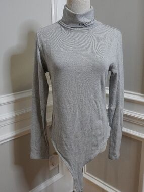 Calvin Klein Jeans Turtle Neck Button Down Grey Shirt, Size XL